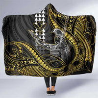 Hawaii King Kamehameha The Great Hooded Blanket Gold Tribal Tattoo