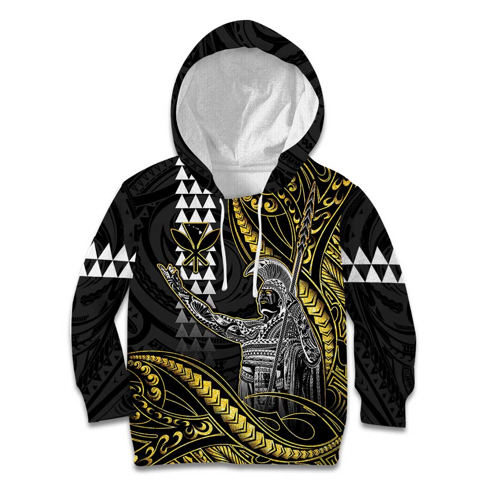 Hawaii King Kamehameha The Great Kid Hoodie Gold Tribal Tattoo