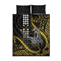 Hawaii King Kamehameha The Great Quilt Bed Set Gold Tribal Tattoo