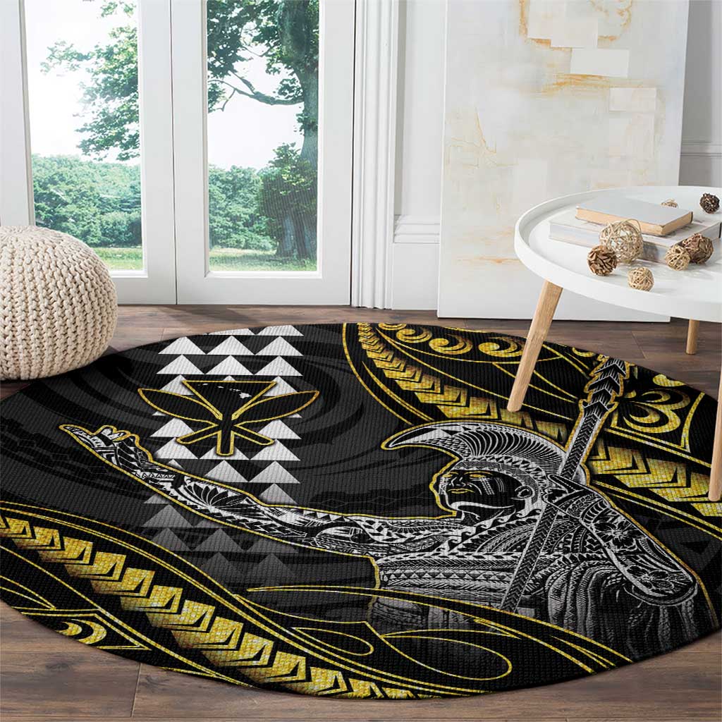 Hawaii King Kamehameha The Great Round Carpet Gold Tribal Tattoo