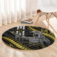 Hawaii King Kamehameha The Great Round Carpet Gold Tribal Tattoo