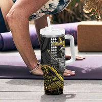 Hawaii King Kamehameha The Great Tumbler With Handle Gold Tribal Tattoo