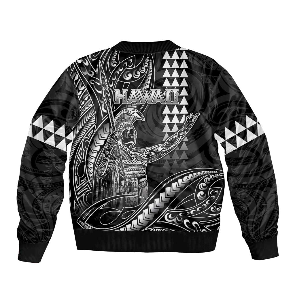 Hawaii King Kamehameha The Great Bomber Jacket Black Tribal Tattoo