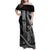 Hawaii King Kamehameha The Great Family Matching Off Shoulder Maxi Dress and Hawaiian Shirt Black Tribal Tattoo