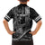 Hawaii King Kamehameha The Great Family Matching Off Shoulder Short Dress and Hawaiian Shirt Black Tribal Tattoo