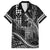 Hawaii King Kamehameha The Great Family Matching Off Shoulder Short Dress and Hawaiian Shirt Black Tribal Tattoo