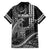 Hawaii King Kamehameha The Great Family Matching Off Shoulder Short Dress and Hawaiian Shirt Black Tribal Tattoo