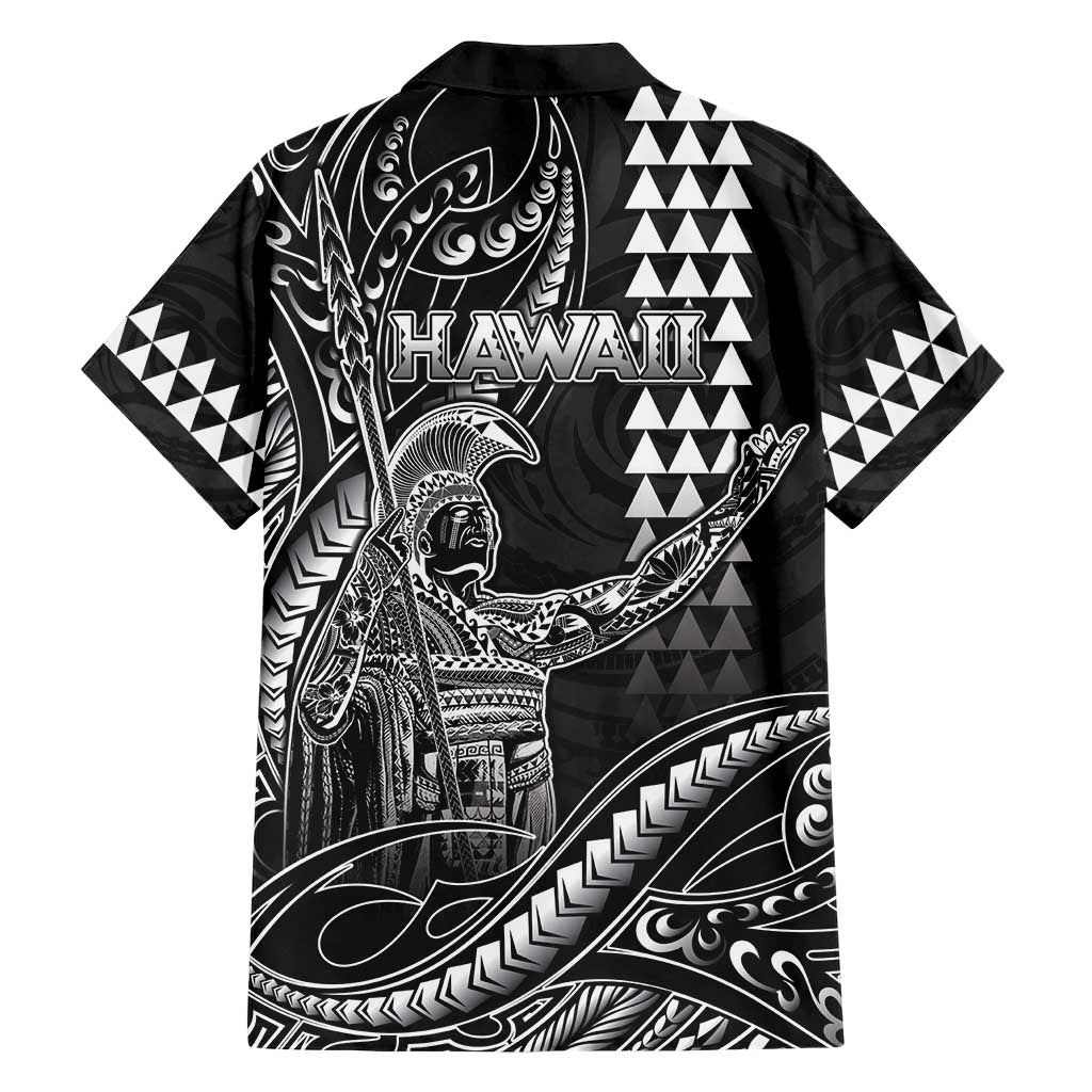 Hawaii King Kamehameha The Great Family Matching Short Sleeve Bodycon Dress and Hawaiian Shirt Black Tribal Tattoo