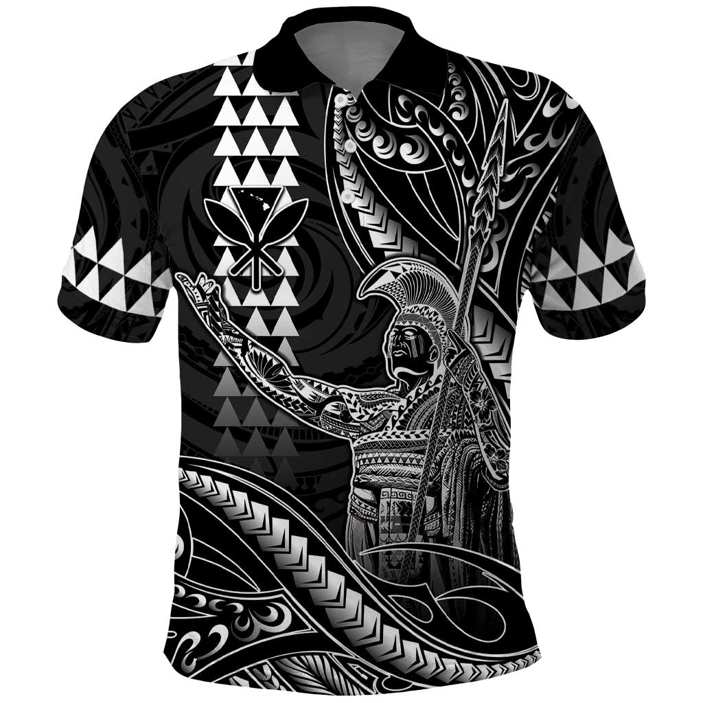 Hawaii King Kamehameha The Great Polo Shirt Black Tribal Tattoo