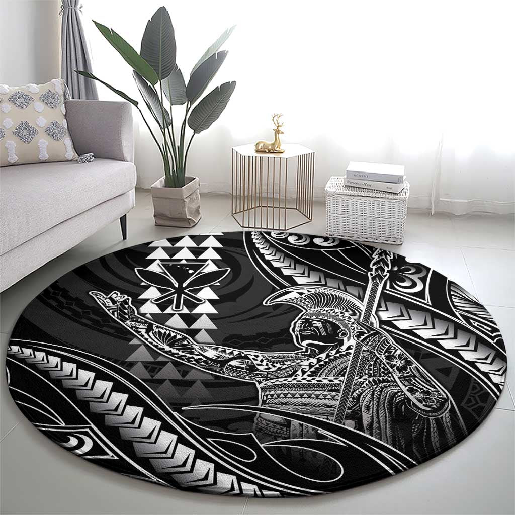 Hawaii King Kamehameha The Great Round Carpet Black Tribal Tattoo