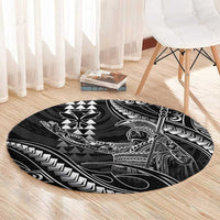 Hawaii King Kamehameha The Great Round Carpet Black Tribal Tattoo