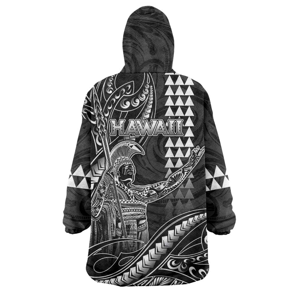 Hawaii King Kamehameha The Great Wearable Blanket Hoodie Black Tribal Tattoo