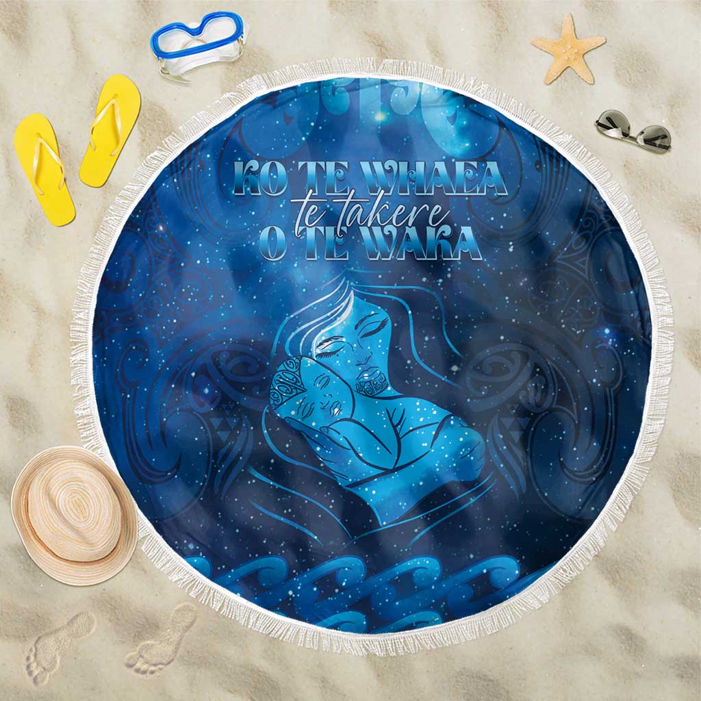New Zealand Mother's Day Beach Blanket Ko Te Whaea Te Takere O Te Waka LT05 One Size 150cm Blue - Polynesian Pride