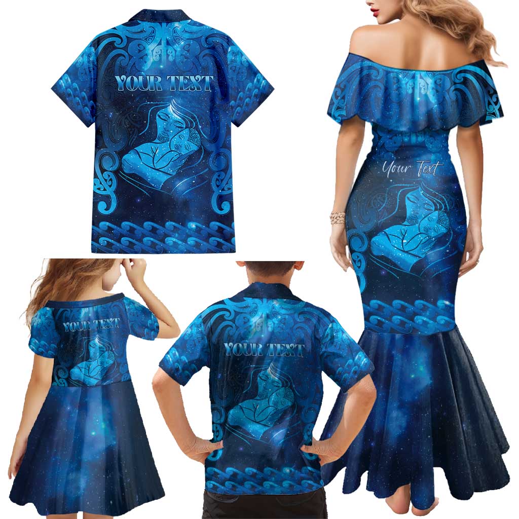 Personalised New Zealand Mother's Day Family Matching Mermaid Dress and Hawaiian Shirt Ko Te Whaea Te Takere O Te Waka