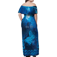 Personalised New Zealand Mother's Day Family Matching Off Shoulder Maxi Dress and Hawaiian Shirt Ko Te Whaea Te Takere O Te Waka