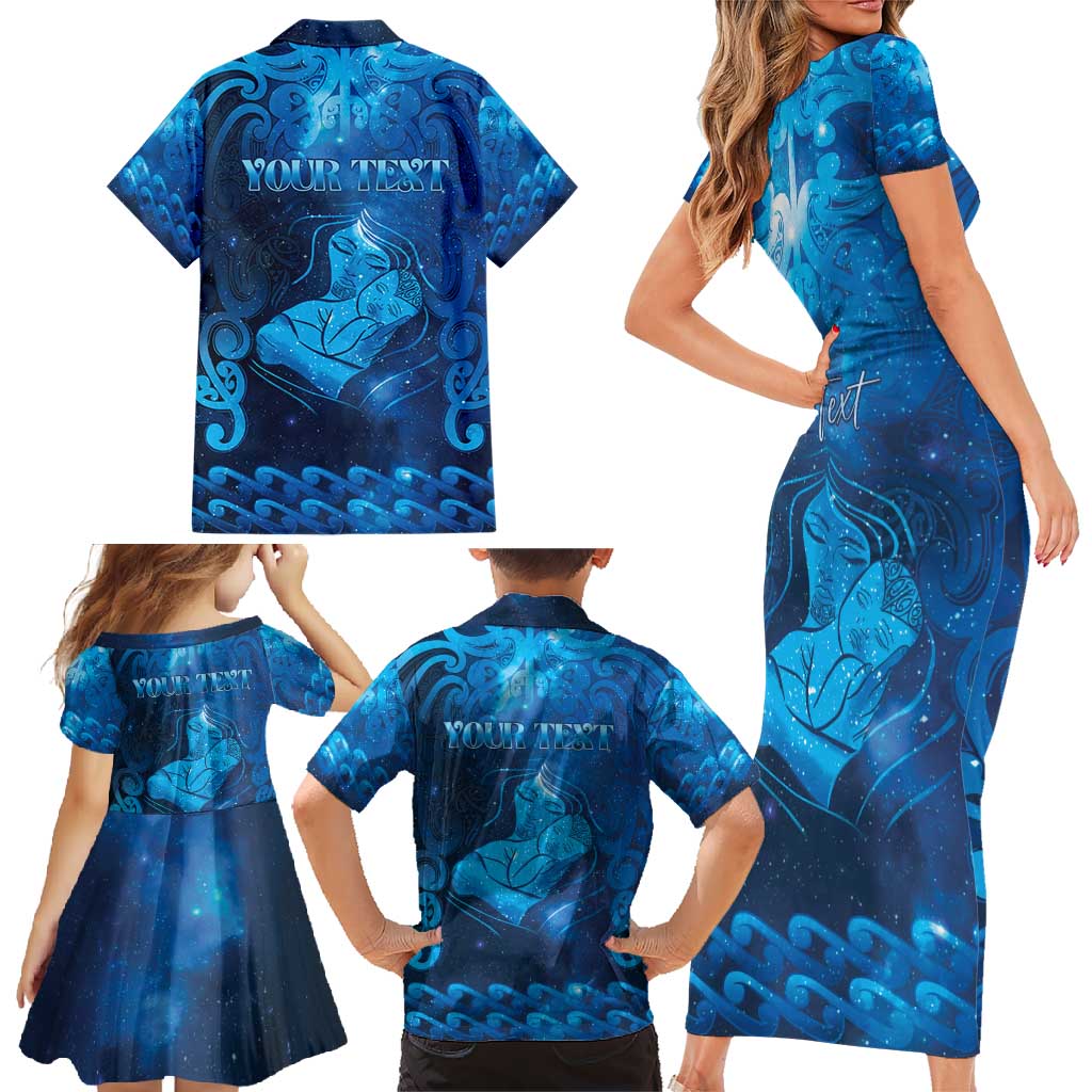 Personalised New Zealand Mother's Day Family Matching Short Sleeve Bodycon Dress and Hawaiian Shirt Ko Te Whaea Te Takere O Te Waka