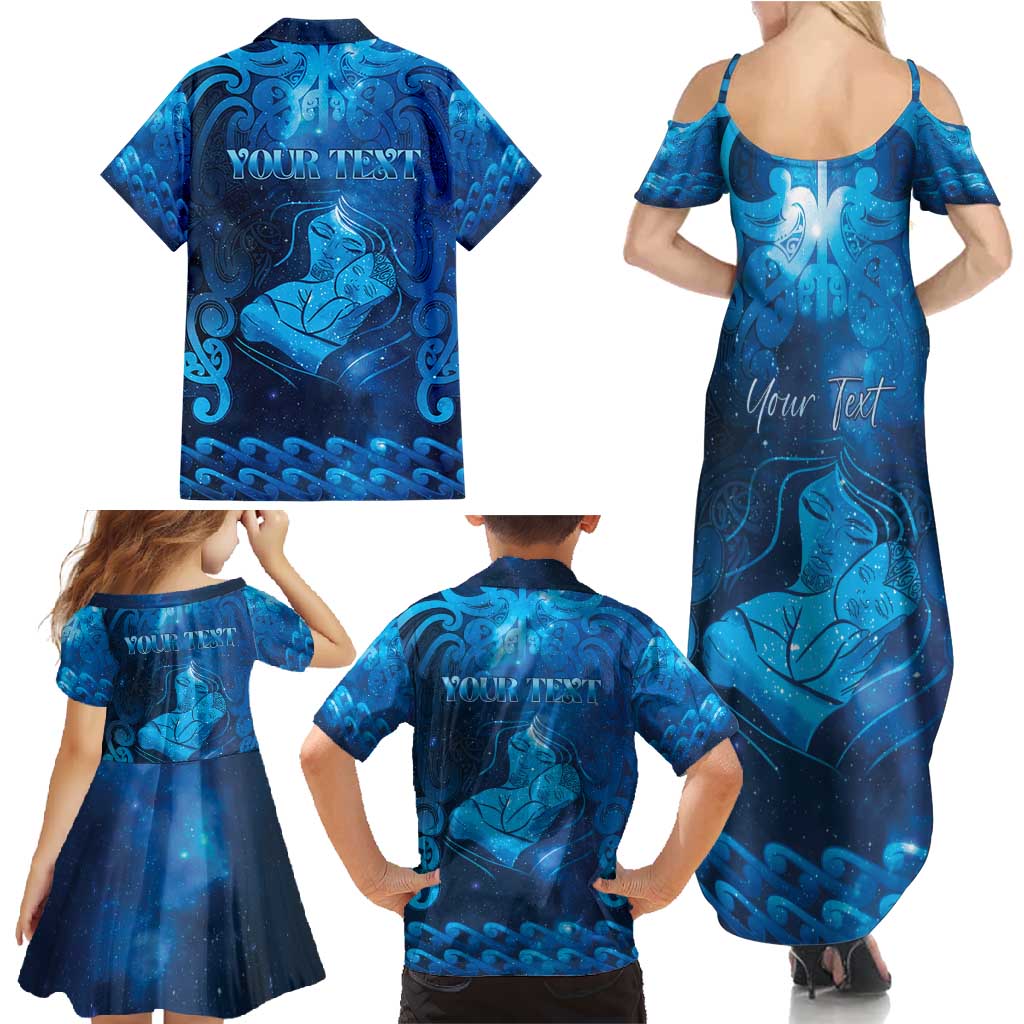 Personalised New Zealand Mother's Day Family Matching Summer Maxi Dress and Hawaiian Shirt Ko Te Whaea Te Takere O Te Waka