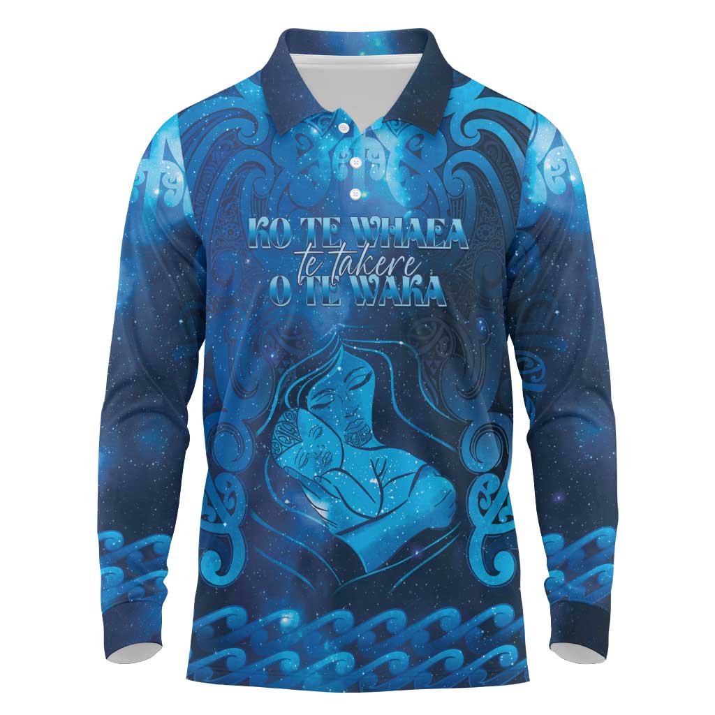 Personalised New Zealand Mother's Day Long Sleeve Polo Shirt Ko Te Whaea Te Takere O Te Waka