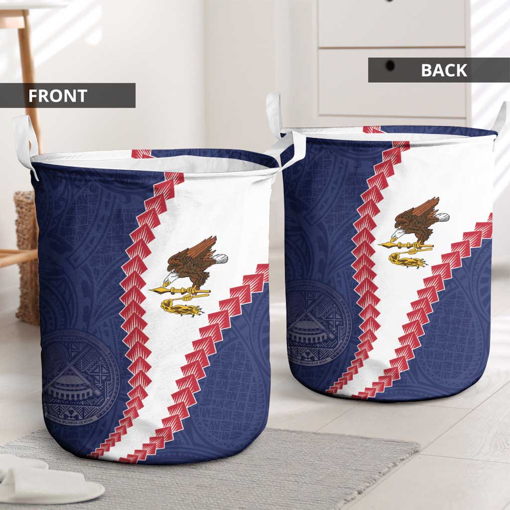 American Samoa Eagle Laundry Basket Polynesian Tribal Pattern Curve Style LT05 - Polynesian Pride