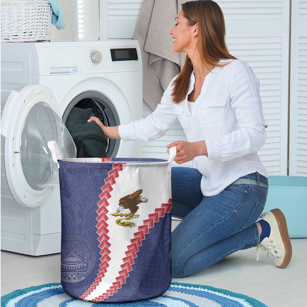 American Samoa Eagle Laundry Basket Polynesian Tribal Pattern Curve Style LT05 - Polynesian Pride