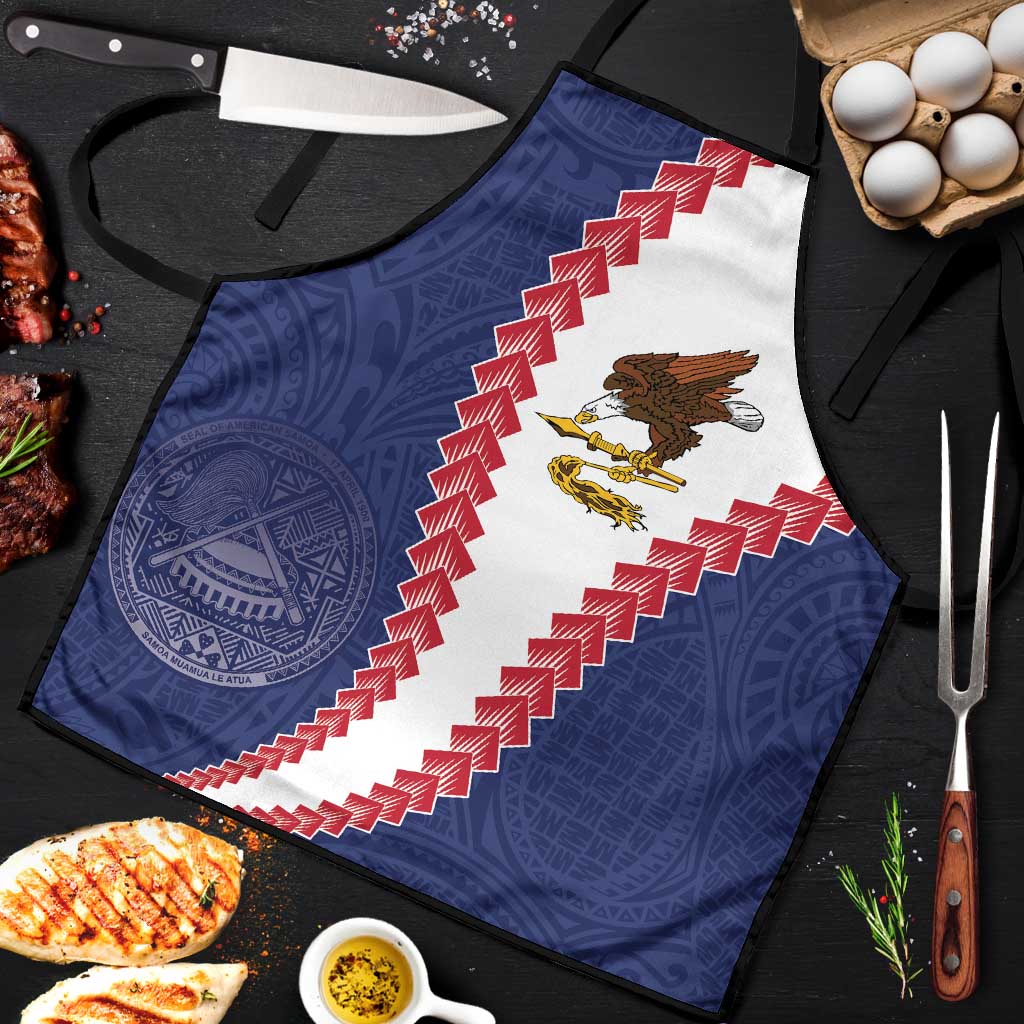 American Samoa Eagle Apron Polynesian Tribal Pattern Curve Style LT05 Blue - Polynesian Pride