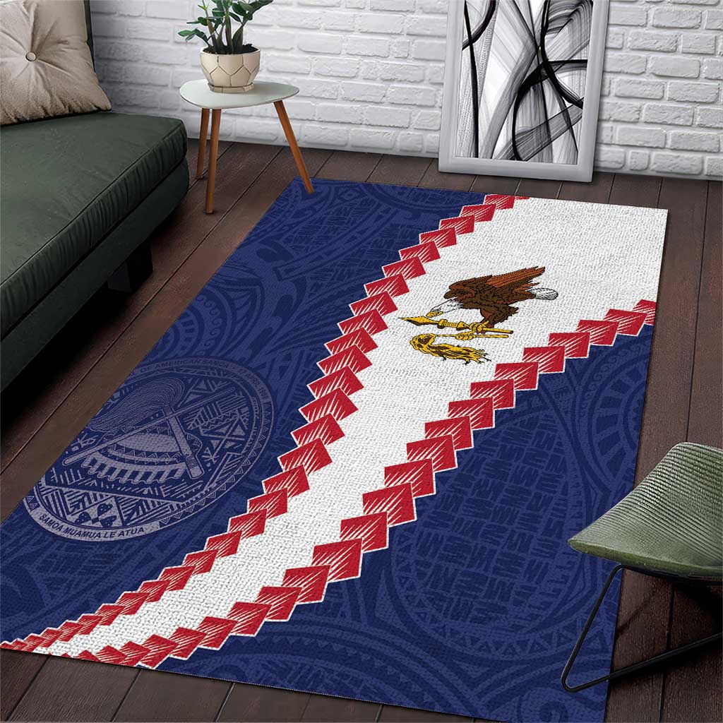 American Samoa Eagle Area Rug Polynesian Tribal Pattern Curve Style LT05 Blue - Polynesian Pride