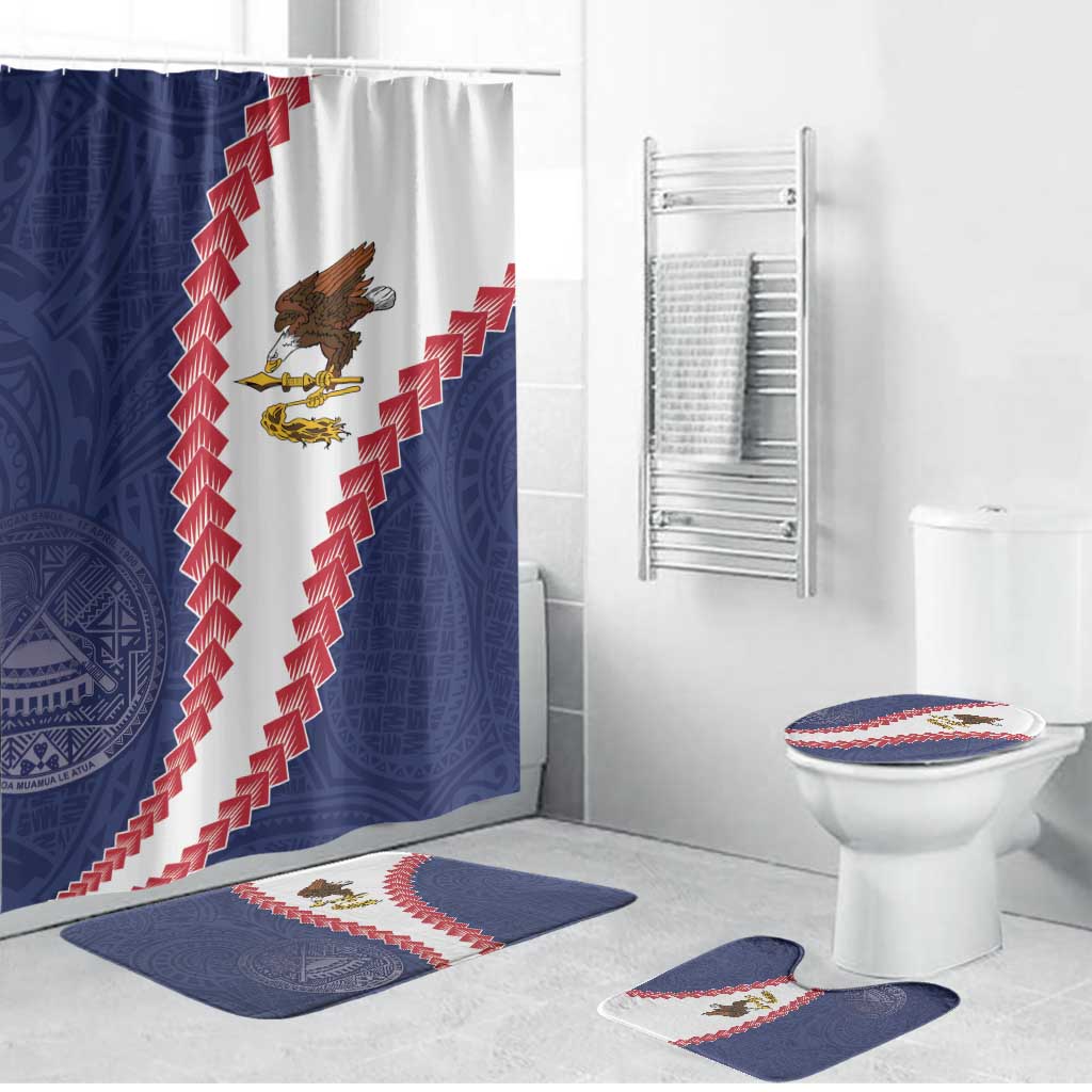 American Samoa Eagle Bathroom Set Polynesian Tribal Pattern Curve Style LT05 Bathroom Set (4 pcs) Blue - Polynesian Pride