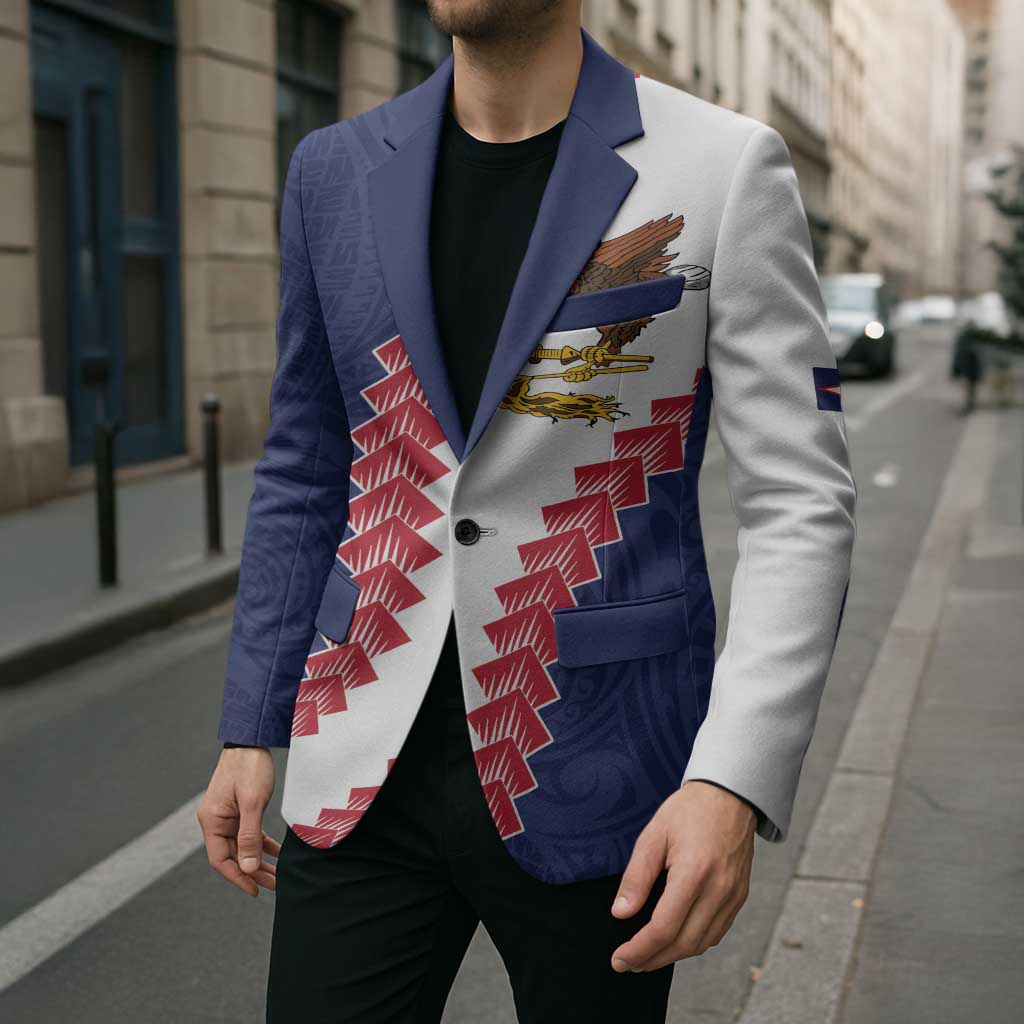 American Samoa Eagle Blazer Polynesian Tribal Pattern Curve Style LT05 - Polynesian Pride