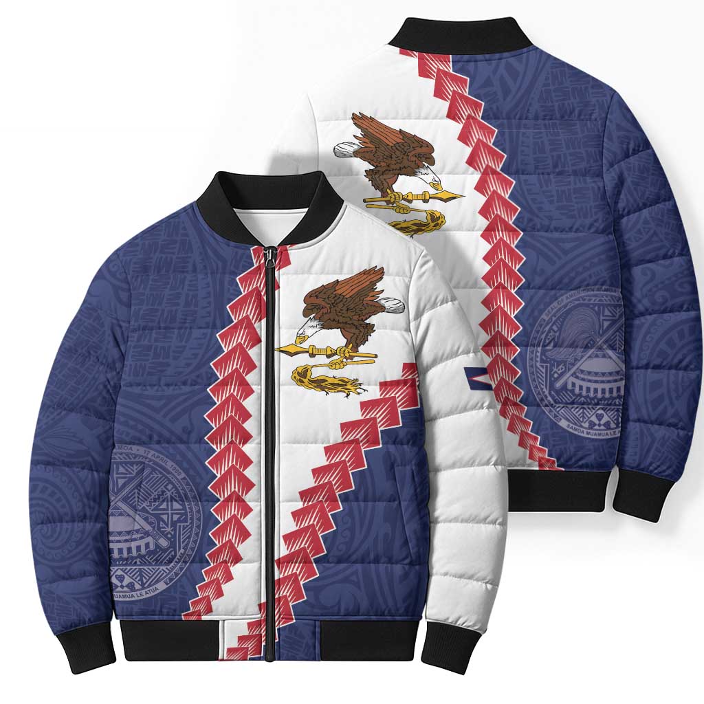 American Samoa Eagle Bomber Puffer Jacket Polynesian Tribal Pattern Curve Style LT05 - Polynesian Pride