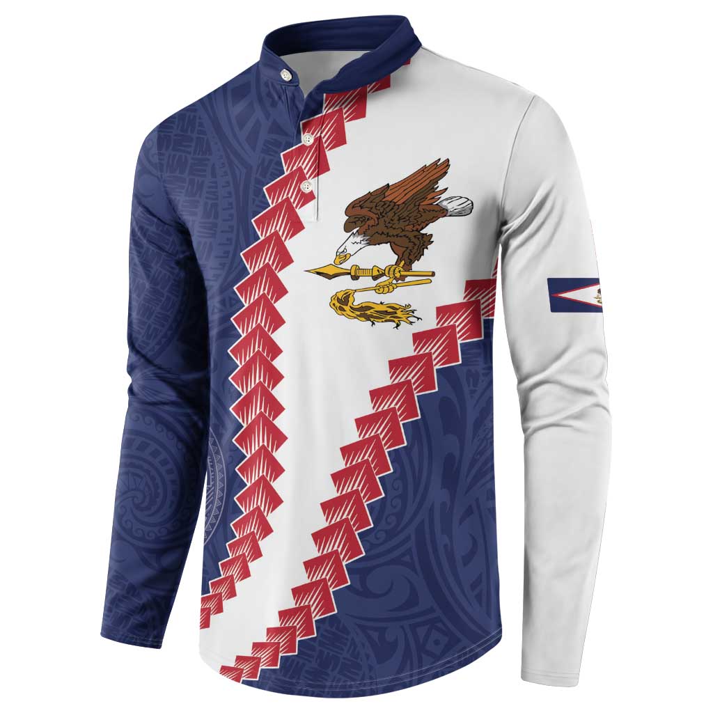 American Samoa Eagle Button Sweatshirt Polynesian Tribal Pattern Curve Style LT05 - Polynesian Pride