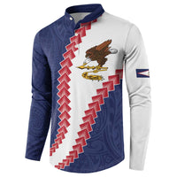 American Samoa Eagle Button Sweatshirt Polynesian Tribal Pattern Curve Style LT05 - Polynesian Pride