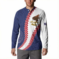 American Samoa Eagle Button Sweatshirt Polynesian Tribal Pattern Curve Style LT05 - Polynesian Pride