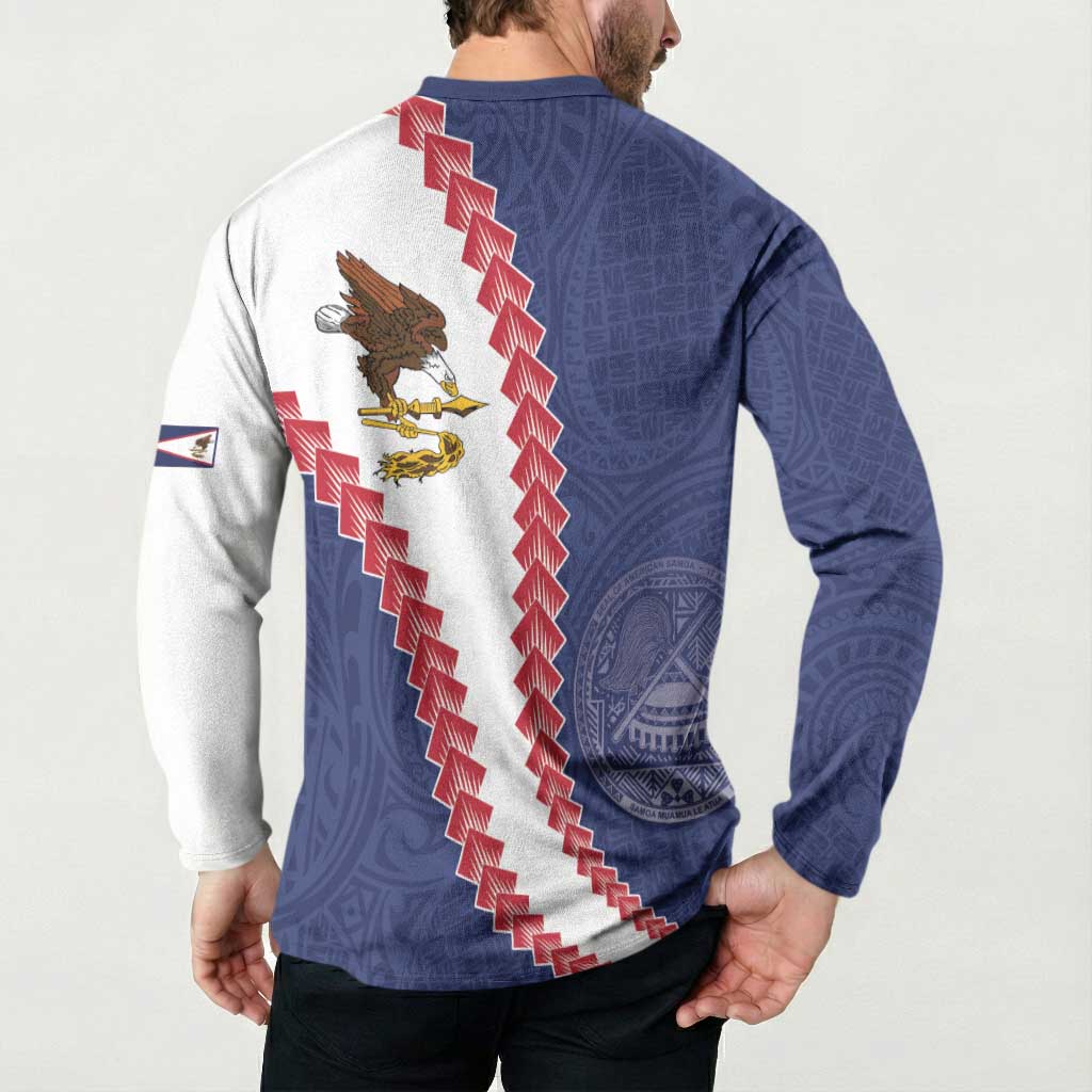 American Samoa Eagle Button Sweatshirt Polynesian Tribal Pattern Curve Style LT05 - Polynesian Pride