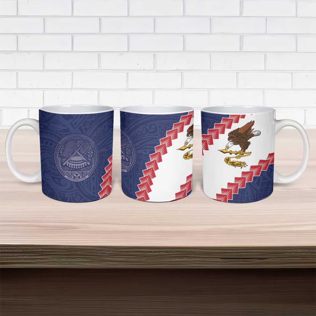American Samoa Eagle Ceramic Mug Polynesian Tribal Pattern Curve Style LT05 - Polynesian Pride