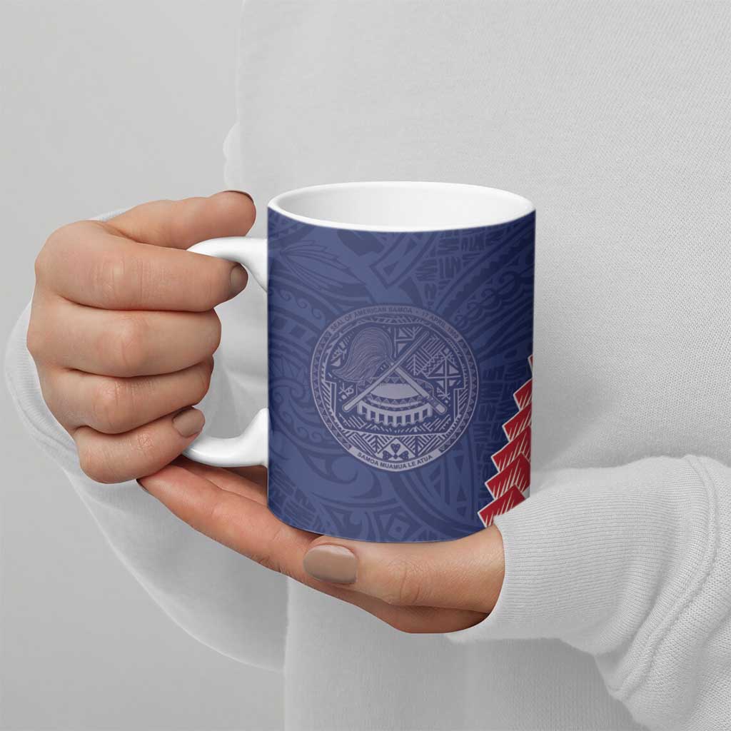 American Samoa Eagle Ceramic Mug Polynesian Tribal Pattern Curve Style LT05 - Polynesian Pride
