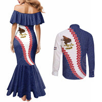 American Samoa Eagle Couples Matching Mermaid Dress and Long Sleeve Button Shirt Polynesian Tribal Pattern Curve Style