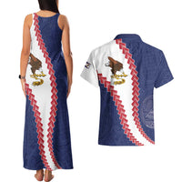 American Samoa Eagle Couples Matching Tank Maxi Dress and Hawaiian Shirt Polynesian Tribal Pattern Curve Style LT05 - Polynesian Pride