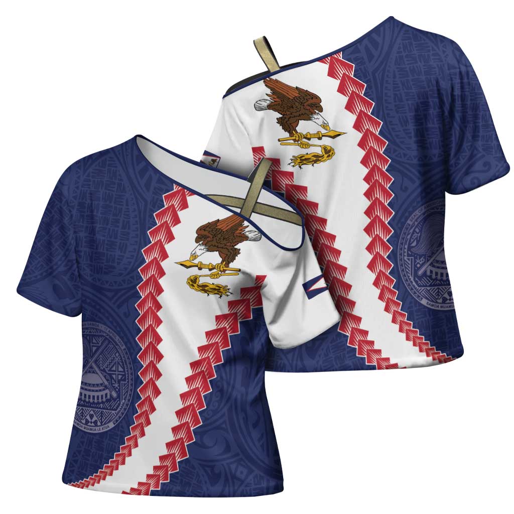 American Samoa Eagle Cross Shoulder Shirt Polynesian Tribal Pattern Curve Style LT05 - Polynesian Pride