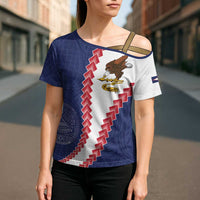 American Samoa Eagle Cross Shoulder Shirt Polynesian Tribal Pattern Curve Style LT05 - Polynesian Pride