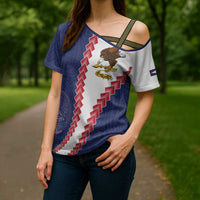 American Samoa Eagle Cross Shoulder Shirt Polynesian Tribal Pattern Curve Style LT05 - Polynesian Pride