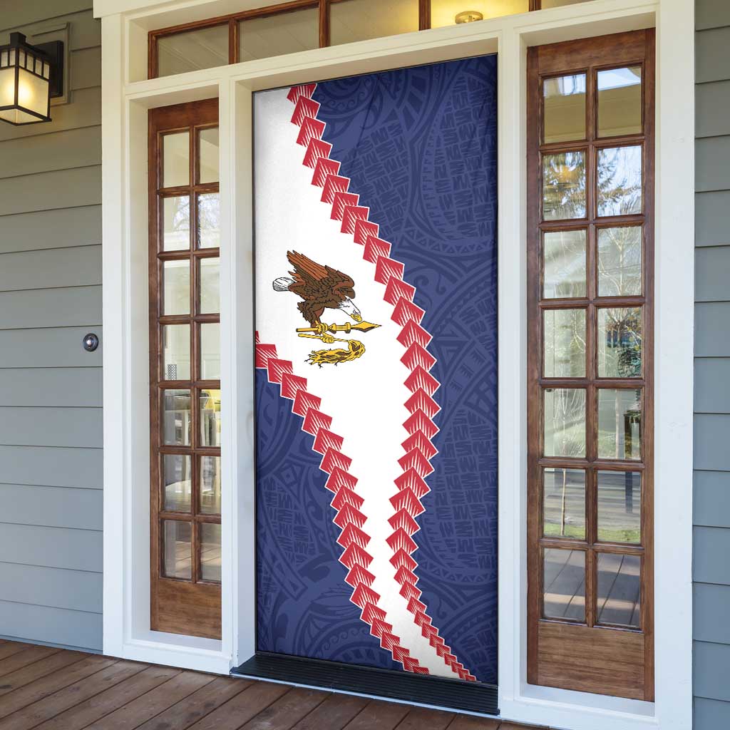 American Samoa Eagle Door Cover Polynesian Tribal Pattern Curve Style LT05 - Polynesian Pride