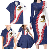 American Samoa Eagle Family Matching Long Sleeve Bodycon Dress and Hawaiian Shirt Polynesian Tribal Pattern Curve Style LT05 - Polynesian Pride