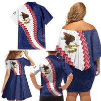 American Samoa Eagle Family Matching Off Shoulder Short Dress and Hawaiian Shirt Polynesian Tribal Pattern Curve Style LT05 - Polynesian Pride