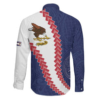 American Samoa Eagle Family Matching Off Shoulder Short Dress and Hawaiian Shirt Polynesian Tribal Pattern Curve Style LT05 - Polynesian Pride