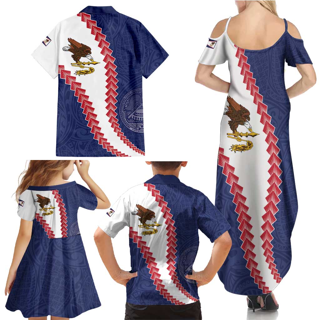 American Samoa Eagle Family Matching Summer Maxi Dress and Hawaiian Shirt Polynesian Tribal Pattern Curve Style LT05 - Polynesian Pride