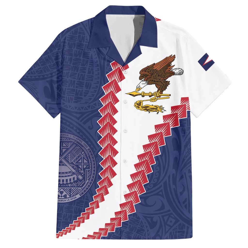 American Samoa Eagle Hawaiian Shirt Polynesian Tribal Pattern Curve Style LT05 Blue - Polynesian Pride