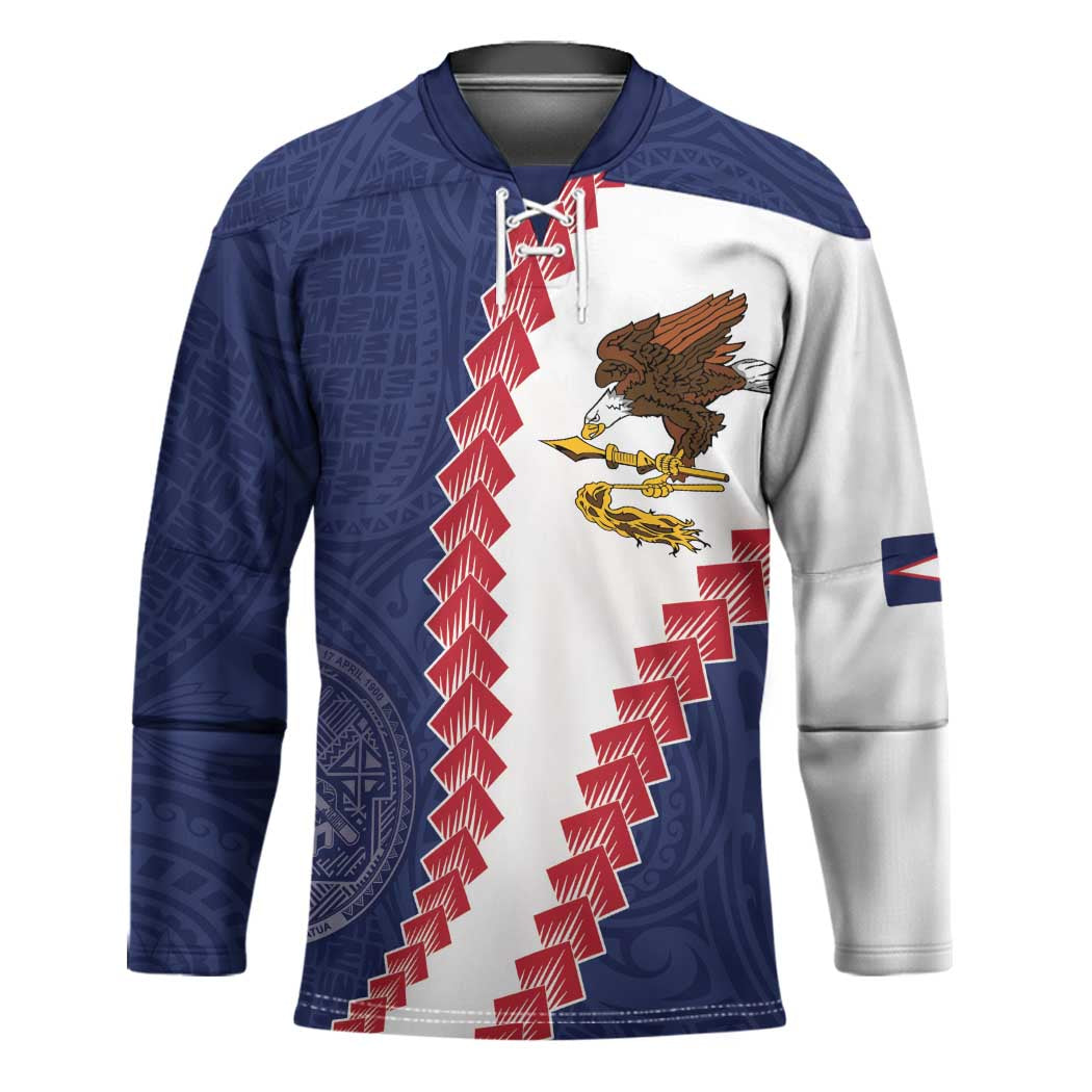 American Samoa Eagle Hockey Jersey Polynesian Tribal Pattern Curve Style