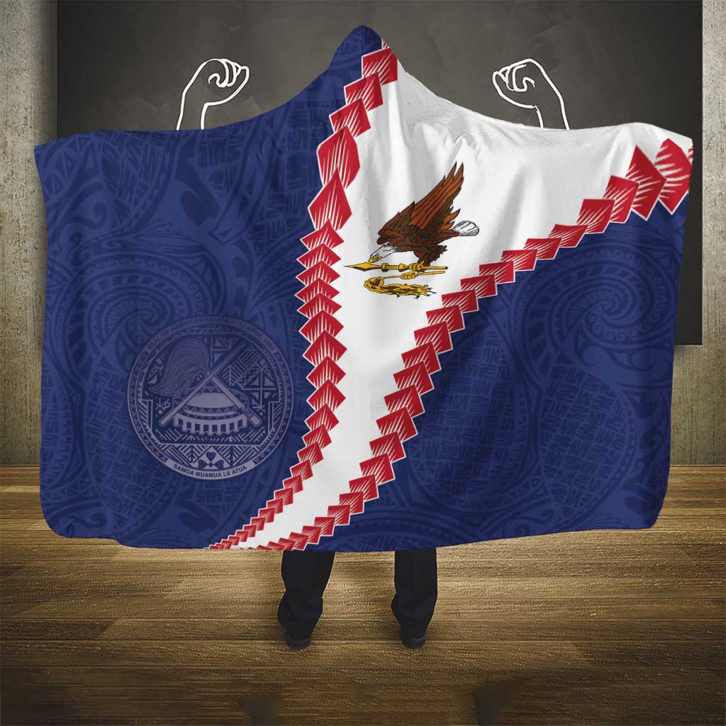 American Samoa Eagle Hooded Blanket Polynesian Tribal Pattern Curve Style LT05 - Polynesian Pride