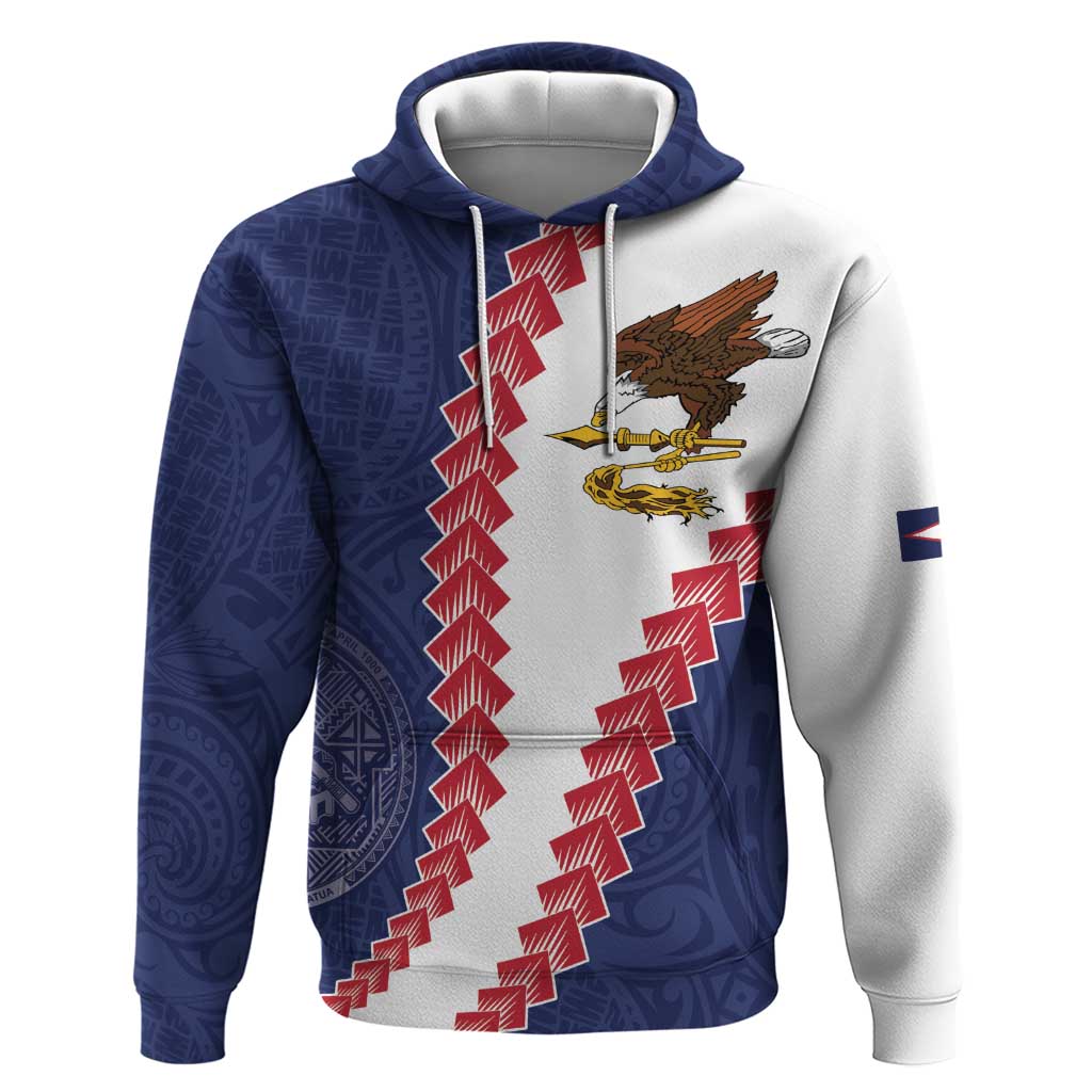 American Samoa Eagle Hoodie Polynesian Tribal Pattern Curve Style LT05 Pullover Hoodie Blue - Polynesian Pride