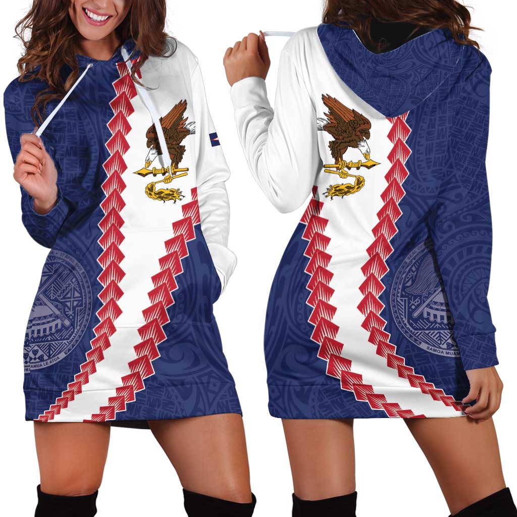 American Samoa Eagle Hoodie Dress Polynesian Tribal Pattern Curve Style LT05 - Polynesian Pride